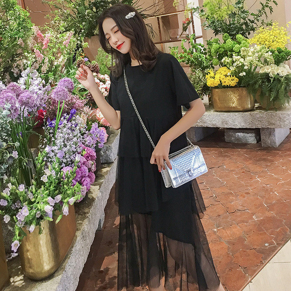 Rochie moderna pentru femei insarcinate in negru si gri