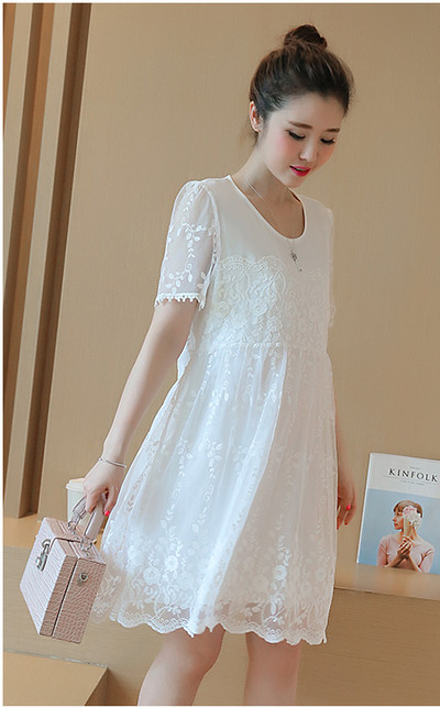 Stílusos ruha terhes nőknek rövid ujjú, csipkével több színben