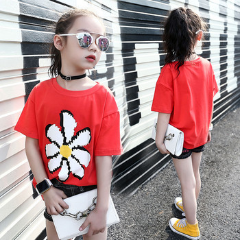 Παιδικό αθλητικό μπλουζάκι για κορίτσια σε δύο χρώματα με εφαρμογή