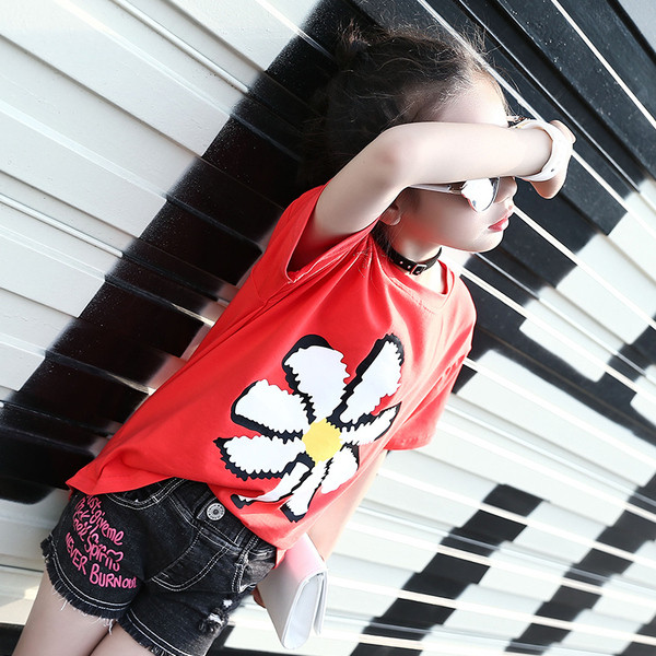 Sport-hétköznapi gyerek póló lányoknak két színben rátéttel