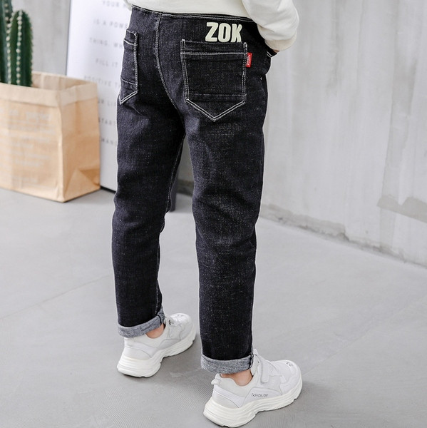 Blugi casual pentru copii cu sireturi in negru