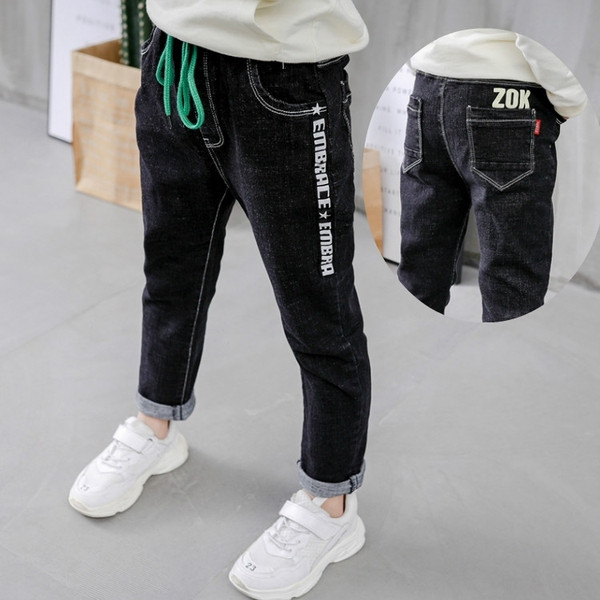 Blugi casual pentru copii cu sireturi in negru