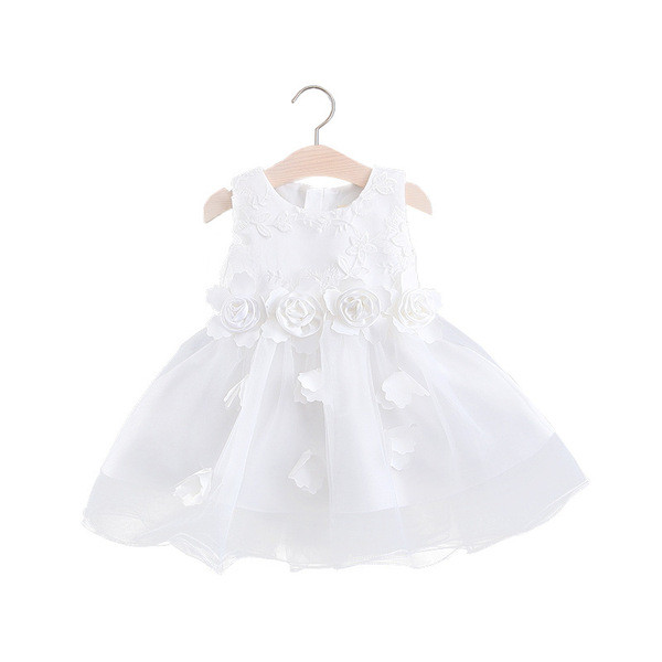 Μοντέρνο παιδικό φόρεμα σε τέσσερα χρώματα με τρισδιάστατο στοιχείο - δύο μοντέλα