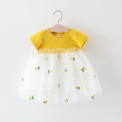 Rochie eleganta pentru copii in roz si galben cu broderie