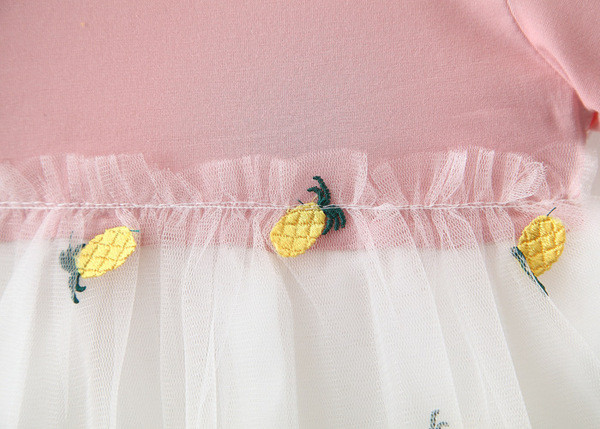 Rochie eleganta pentru copii in roz si galben cu broderie