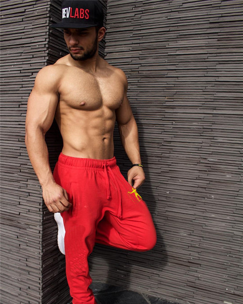 Pantaloni barbatesti simpli in doua culori cu aplicatie