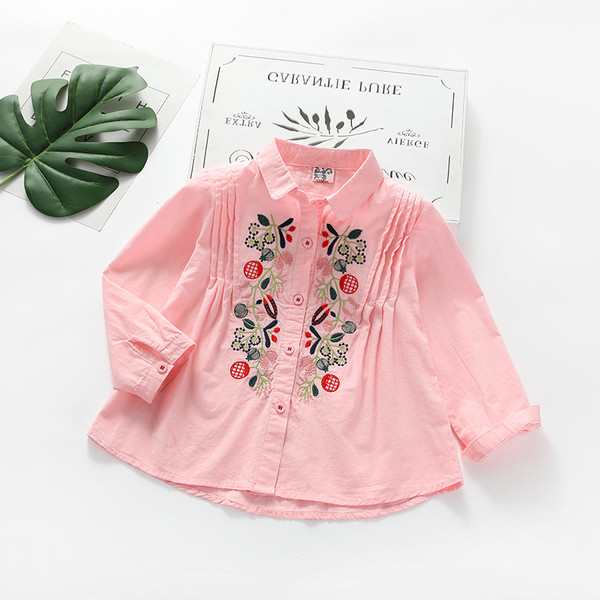 Cămașă modernă pentru copii pentru fete cu broderie în două culori
