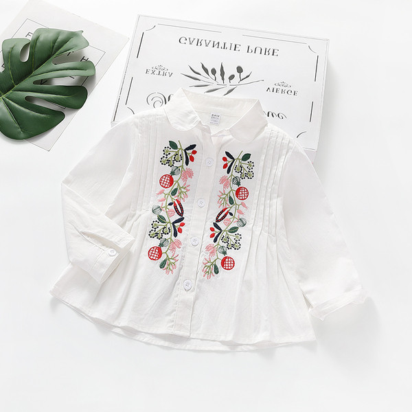 Cămașă modernă pentru copii pentru fete cu broderie în două culori