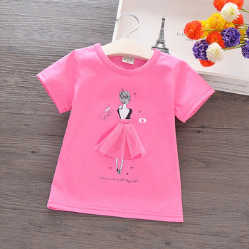 Стилна детска тениска за момичета с апликация в няколко цвята 