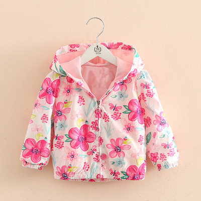 HIT Toddler Spring Fleece Jacket για κορίτσια με μοτίβα λουλουδιών σε δύο χρώματα