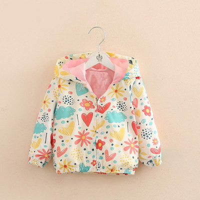 HIT Toddler Spring Fleece Jacket για κορίτσια με μοτίβα λουλουδιών σε δύο χρώματα