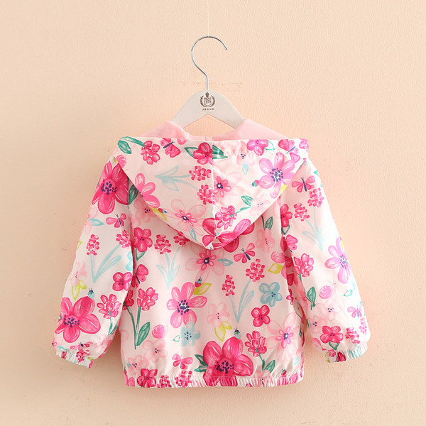 HIT Toddler Spring Fleece Jacket για κορίτσια με μοτίβα λουλουδιών σε δύο χρώματα