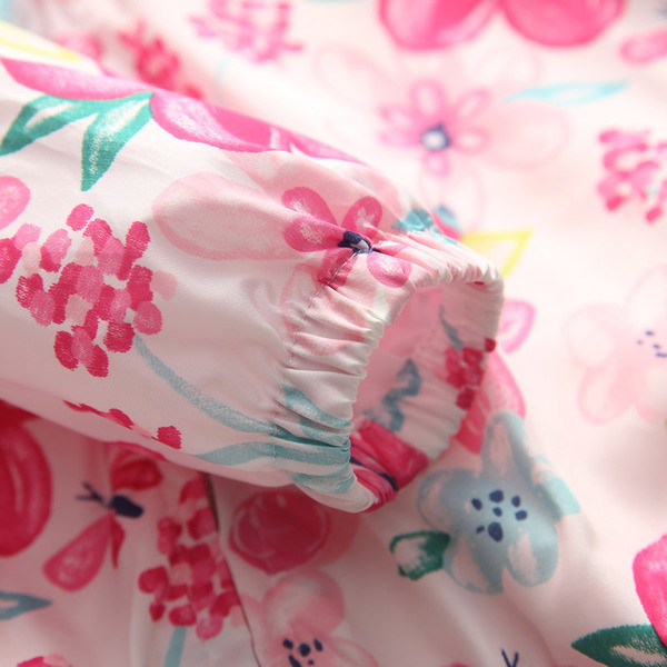 HIT Toddler Spring Fleece Jacket για κορίτσια με μοτίβα λουλουδιών σε δύο χρώματα