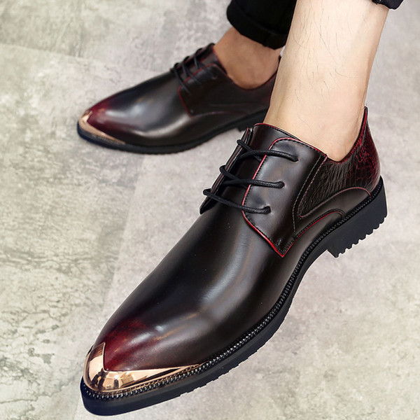 Модерни мъжки обувки с метални елементи и връзки в четири цвята 