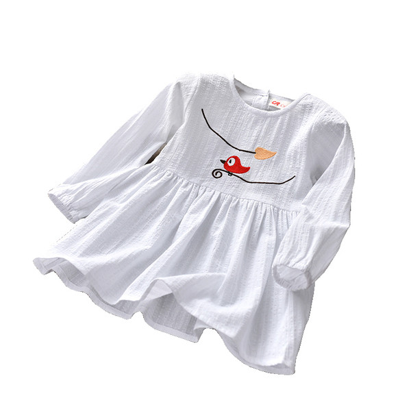 Rochie pentru copii cu maneci lungi si broderie alb