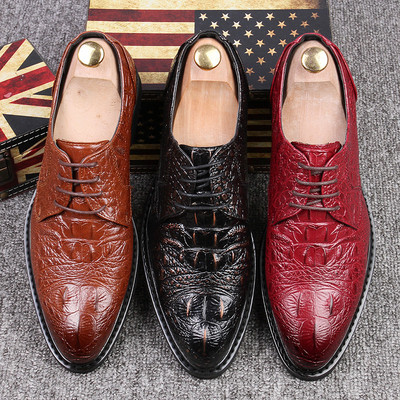 Модерни мъжки обувки от еко кожа с връзки в три цвята 