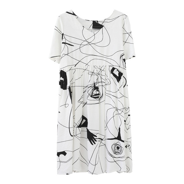 Rochie moderna pentru gravide in alb cu model