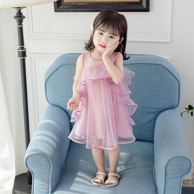 Modern, lila és krémszínű tüll gyerekruha