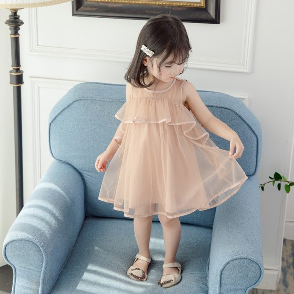 Modern, lila és krémszínű tüll gyerekruha