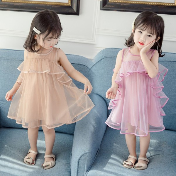 Modern, lila és krémszínű tüll gyerekruha