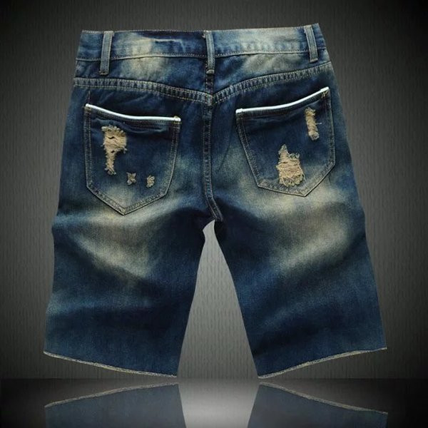 Blugi scurti moderni pentru bărbați cu aplicații și motive rupte