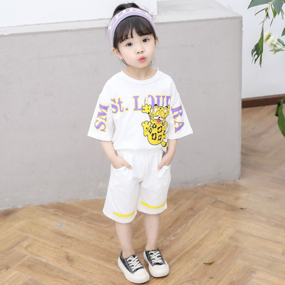 Σύγχρονο παιδικό σετ για κορίτσια σε δύο χρώματα με εκτύπωση