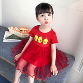 Rochie moderna pentru copii in trei culori cu aplicatie