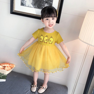 Rochie moderna pentru copii in trei culori cu aplicatie