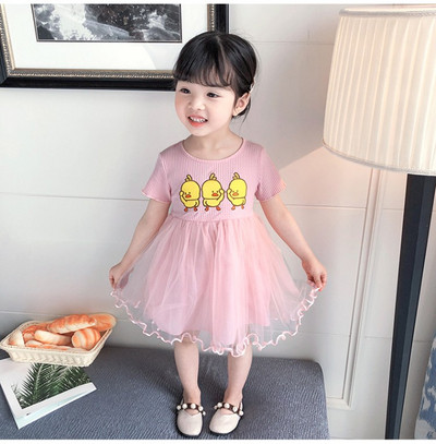 Rochie moderna pentru copii in trei culori cu aplicatie