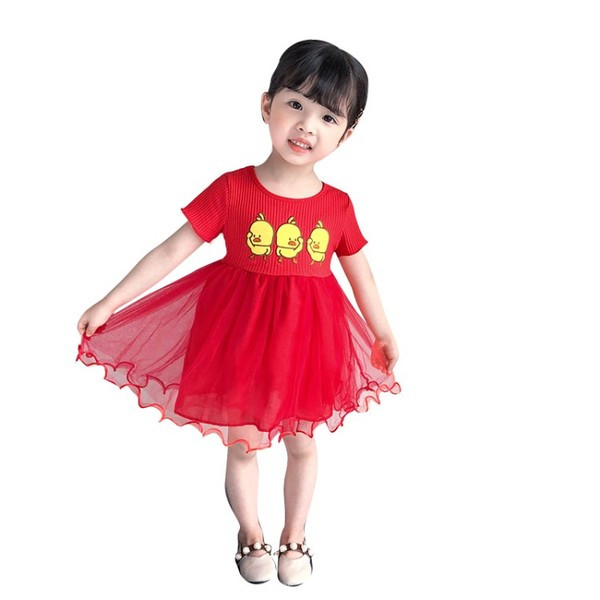 Rochie moderna pentru copii in trei culori cu aplicatie