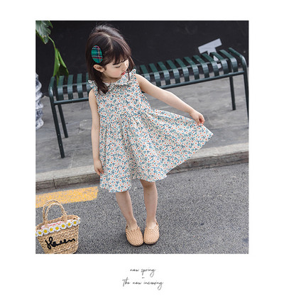 Κομψό παιδικό φόρεμα σε δύο χρώματα με φυτικά μοτίβα