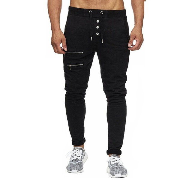 Divatos férfi sportnadrág négy színben, gombokkal és cipzárral