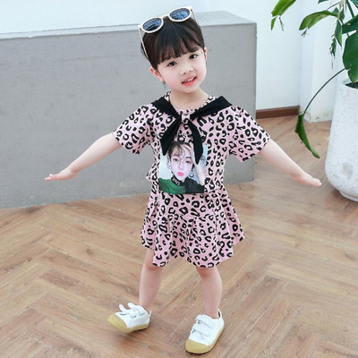 Rochie casual pentru copii in doua culori cu aplicatie