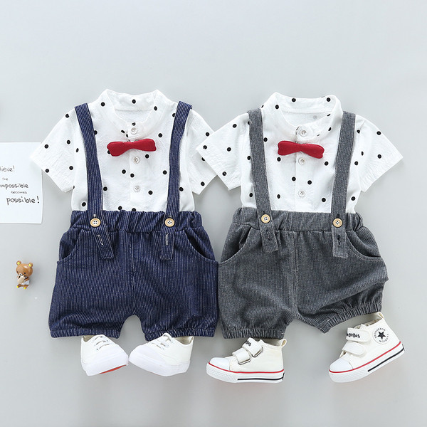 Modern gyerek szett kétrészes overallból és ingből fiúknak