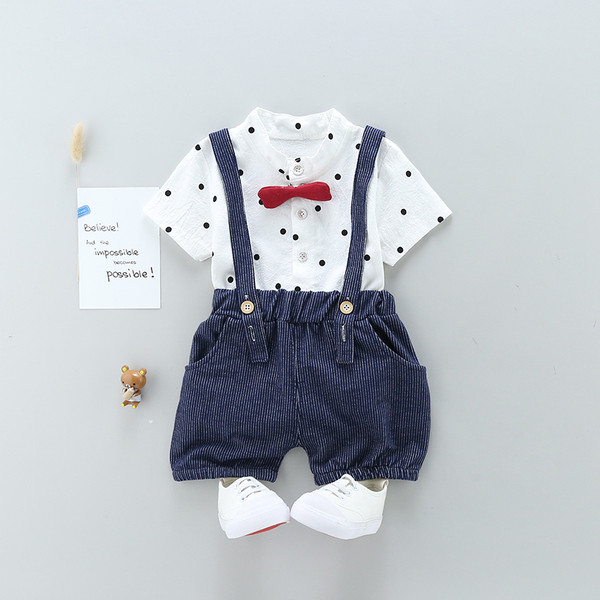 Modern gyerek szett kétrészes overallból és ingből fiúknak