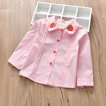 Καθημερινό παιδικό πουκάμισο για κορίτσια με έγχρωμο κέντημα σε διάφορα χρώματα