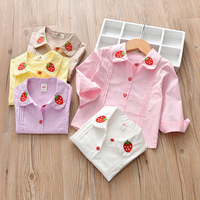 Ежедневна детска риза за момичета с цветна бродерия в няколко цвята 