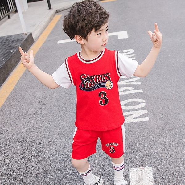 Kétrészes piros és kék sport gyerekkészlet fiúknak