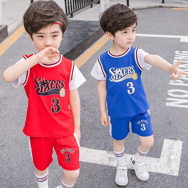 Kétrészes piros és kék sport gyerekkészlet fiúknak