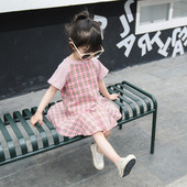 Rochie moderna pentru copii cu buzunare roz