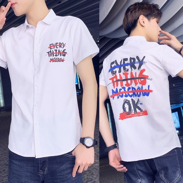 Modern férfi ing három színben, feliratokkal