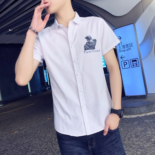 Актуална мъжка риза в три цвята с апликация 