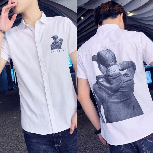 Актуална мъжка риза в три цвята с апликация 