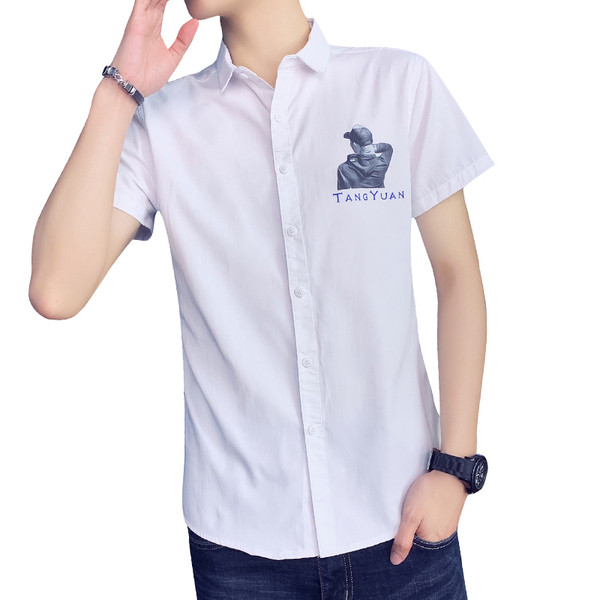 Актуална мъжка риза в три цвята с апликация 