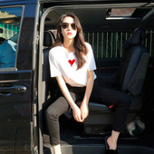 Női pamut póló rátéttel több színben