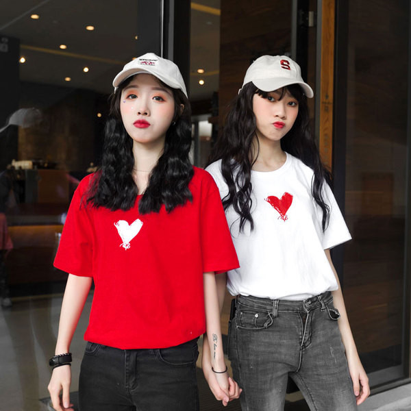 Női pamut póló rátéttel több színben