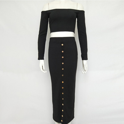 Set de dama modern din doua parti in mai multe culori cu nasturi