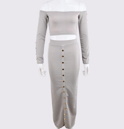 Set de dama modern din doua parti in mai multe culori cu nasturi