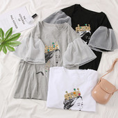 Három színben nyomott női póló