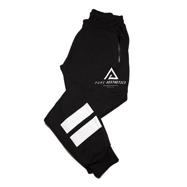 Pantaloni sport pentru bărbați în negru și gri cu buzunare